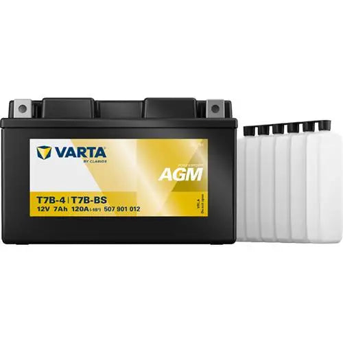 VARTA T7B-BS 7AH 120A +I 
 POWERSPORTS AGM 507 901 012 
 Misure: 
 Lunghezza 150 mm 
 Larghezza 66 mm 
 Altezza 94 mm