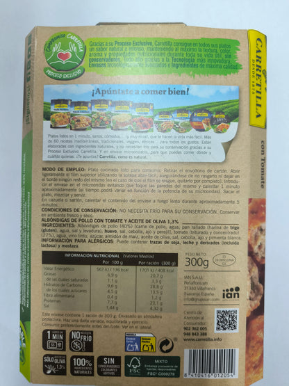 Polpette di pollo al pomodoro 10 unità da 300 g Piatti pronti, ingredienti naturali al 100%, senza conservanti, senza colori e senza additivi