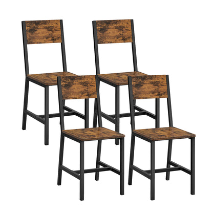 VASAGLE Sedie da pranzo, set di 4, struttura in acciaio, stile industriale, per sala da pranzo, soggiorno, cucina, marrone rustico e nero