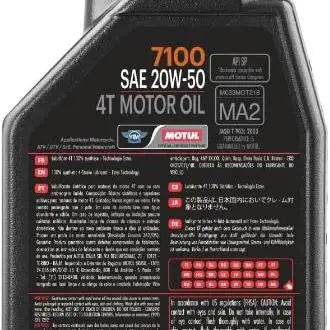 Motul 7100 20W50 4T 
 Lubrificante per moto ad alte prestazioni. 100% Sintetico - Esteri. 
 Contenitore da 1 litro.