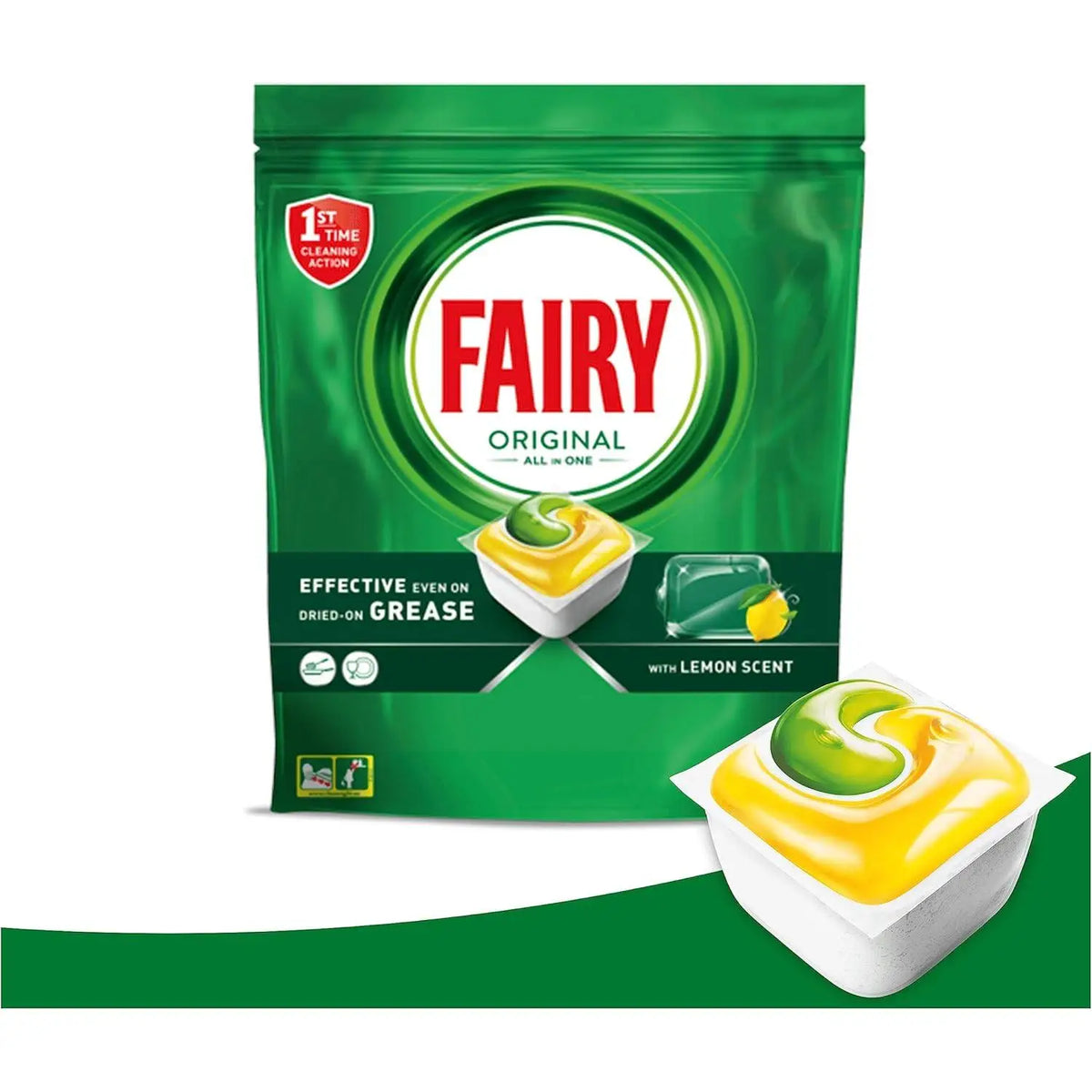 Fairy Original Capsule per Lavastoviglie All-in-One, Limone, 205 Capsule, Efficace Anche su Grassi Secchi