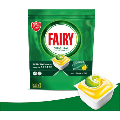 Fairy Original Capsule per Lavastoviglie All-in-One, Limone, 205 Capsule, Efficace Anche su Grassi Secchi
