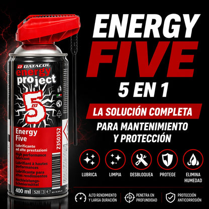 Datacol Lubrificante Spray Multiuso 5-in-1, ad Alte Prestazioni e Lunga Durata, Sciogli-grippa Universale, Rimuove la Ruggine e Protegge dalla Corrosione, 400 ml