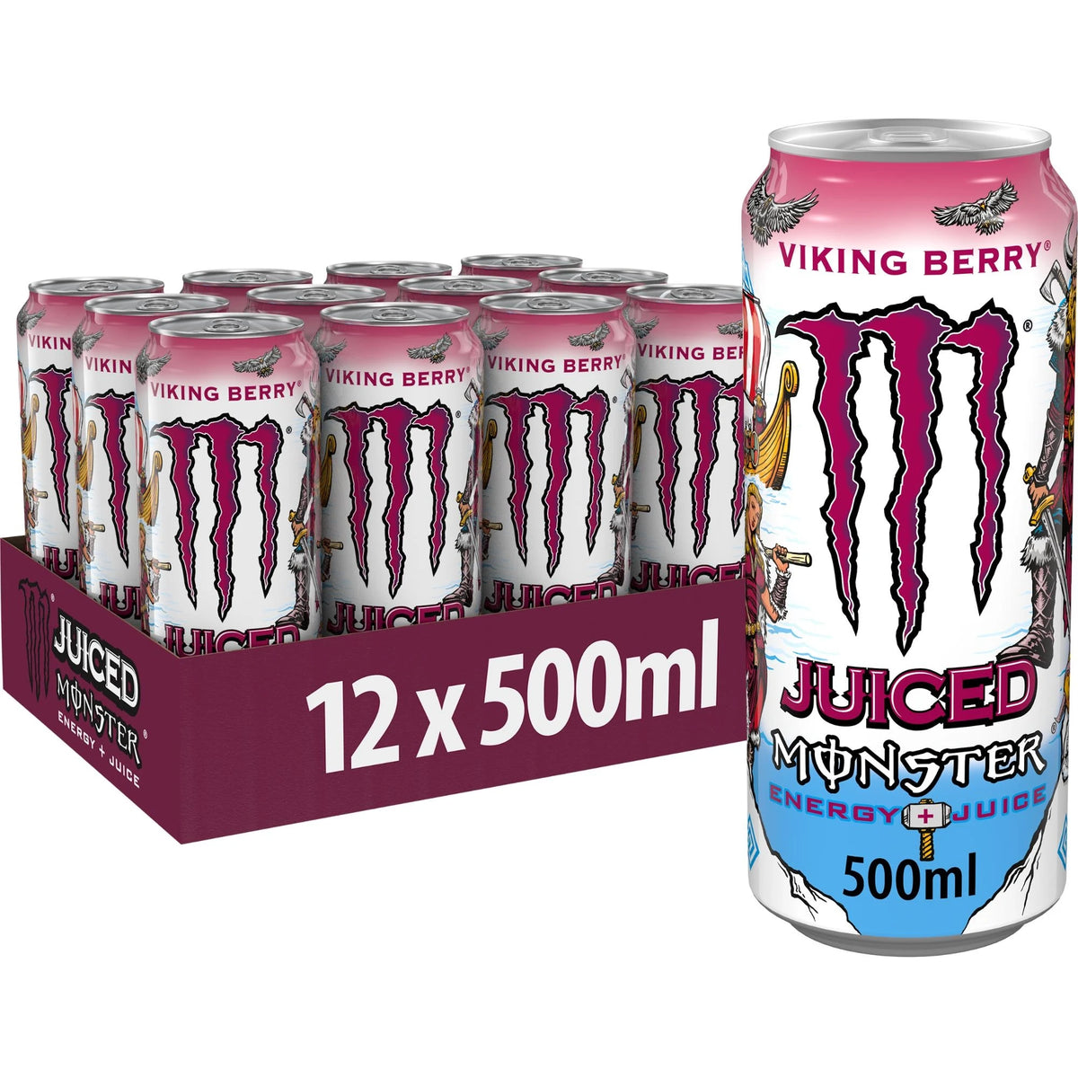 MONSTER VIKING BERRY - Gusto frutti di bosco (Berry) - Lattine da 500ml - Confezione da 12 unità