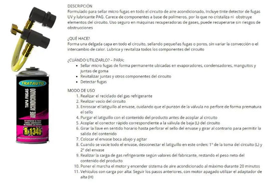 Copertura per Perdite per Sistemi di Climatizzazione Auto, Sigilla microperdite in tutto il circuito. Simbolo di Qualità Tratauto.