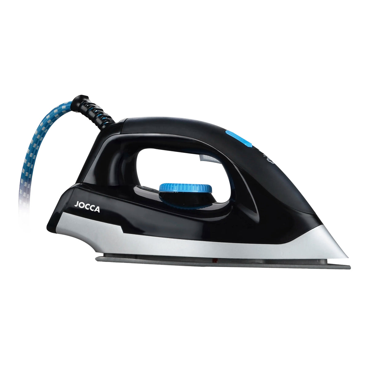 Centro stirante Jocca 2400W, piastra in ceramica Silver MAX, 5 bar, vapore continuo/verticale, colpo vapore, auto-pulizia antical, serbatoio 2L, temperatura regolabile, riscaldamento rapido. Stiratura professionale a casa.