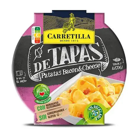 Carrello per patate pancetta e formaggio con coperchi 8 unità da 250 GR Ingredienti selezionati, senza glutine e vegani