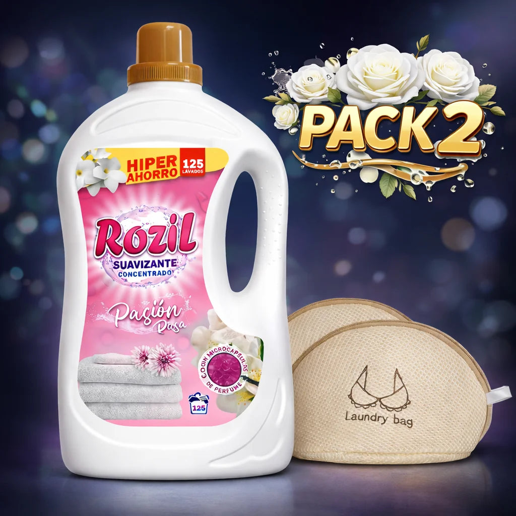 Rozil Ammorbidente Rosa 125 Dosi + Confezione da 2 Sacchetti per Lavatrice - KARAWAN