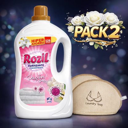 Rozil Ammorbidente Rosa 125 Dosi + Confezione da 2 Sacchetti per Lavatrice - KARAWAN