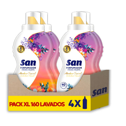 SAN Flower Field Detergente Profumato per Lavatrice, 40 Lavaggi, 800ml, Confezione da 4, Liquido Concentrato per Indumenti, Fragranza Morbida ed Elegante a Lunga Durata, Profumo Floreale con Talco