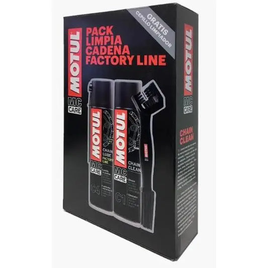 PACK MOTUL C1 + C4 FACTORY LINE DETERGENTE PER CATENE 
 Kit di manutenzione catena di trasmissione 
 Veicoli da Competizione 
 Spray aerosol