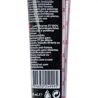 MOTUL 710 2T 
 Lubrificante ad alte prestazioni per motori a 2 tempi 
 Grasso separato o pre-miscelato 
 100% Sintetico – Esteri 
 Contenitore da 125 ml.