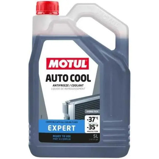 MOTUL AUTO COOL EXPERT. 
 Liquido refrigerante pronto all'uso 
 Anticorrosione e antigelo 
 Protezione -37 ° C / -35 ° F. 
 Tecnologia "Hybrid Tech" 
 Senza Nitriti/Senza Ammine/Senza Borati 
 Contenitore da 5 litri