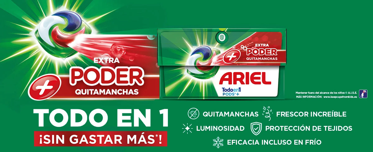 Ariel All in 1 Extra Pods, 72 Capsule + Potente Smacchiatore, Detersivo Liquido per Lavatrice | Pulizia Profonda