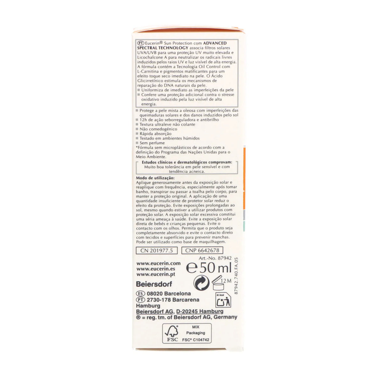 Eucerin Oil Control Tinted Gelcream Dry Touch Medio 50ml