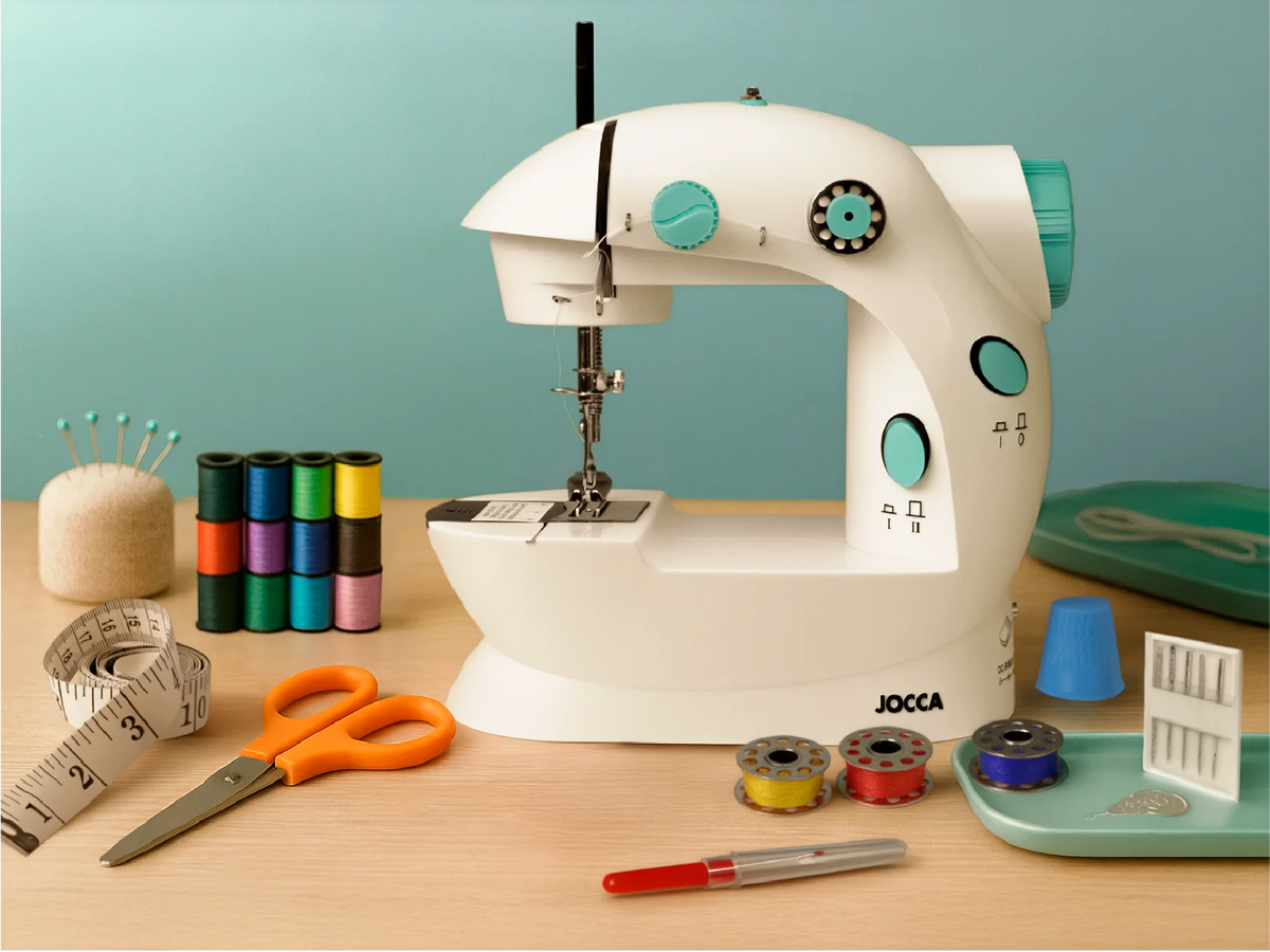 Macchina da cucire portatile Jocca con kit da cucito 48 accessori |   Doppia Cucitura |   Leggero e Versatile |   Ricondizionato