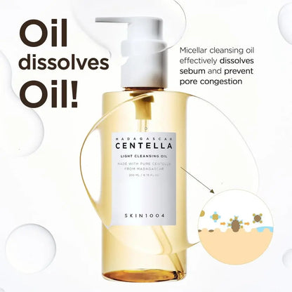 Pack SKIN1004 Madagascar Centella Double Cleansing Duo | Olio Detergente Leggero 200 ml + Schiuma Ampolla 125 ml | Doppia detersione lenitiva che rimuove il trucco e pulisce i pori in profondità