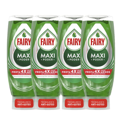 FAIRY Maxi Double Power 900 ml Detergente Liquido per Piatti e Mani 2x450 ml o 4 x 450 ml con Azione Antigrasso, Pulizia Facile di Piatti, Pentole e Padelle più Sporche