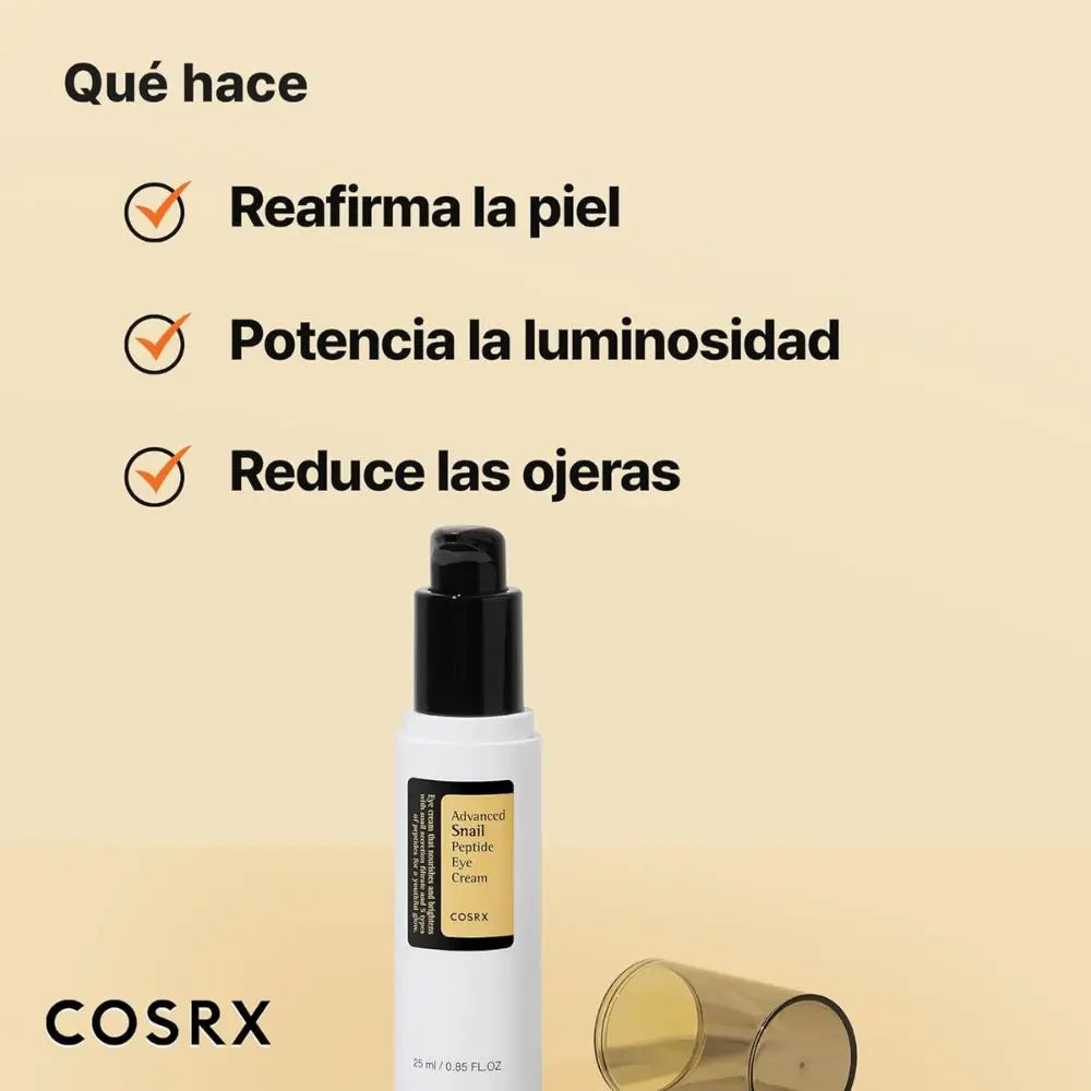 COSRX EYE CONTOUR PACK | Advanced Snail Peptide Eye Contour 25 ml + Patch al Collagene con Peptidi Rosa (60 unità) per borse, occhiaie e linee sottili