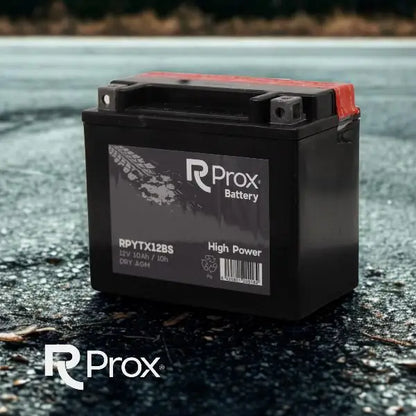 Batteria per moto YTX12-BS AGM ad alta potenza 12V 10Ah 180A. Massima potenza di avviamento. Batteria RC Prox prodotta in Europa.