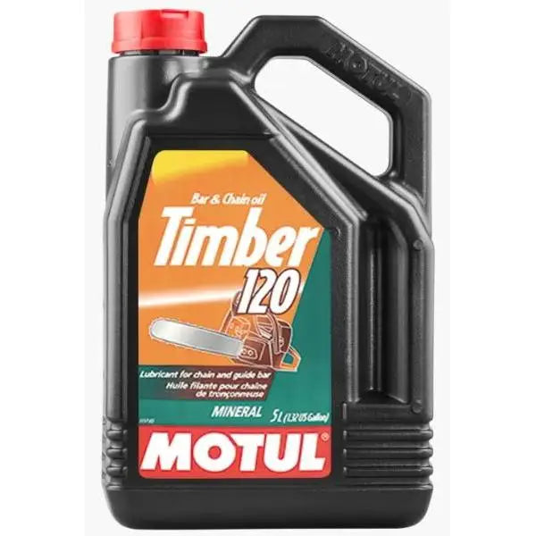 MOTUL TIMBER 120 
 Lubrificante per catene di motoseghe 
 Formula adesiva 
 Sistema di lubrificazione manuale o automatico 
 Minerale. 
 Contenitore da 5 litri.