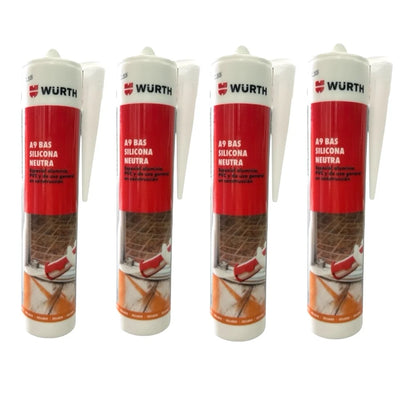 Silicone bianco neutro A9 BAS Würth – 310 ml – Sigillante professionale per alluminio, PVC e costruzioni generali