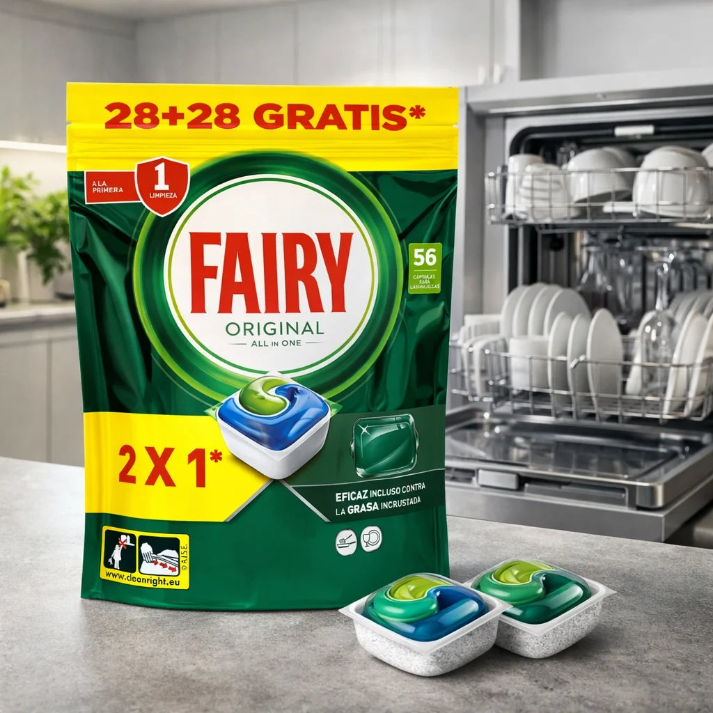 Fairy Detersivo per Lavastoviglie Originale Formato Tutto in Uno 28+28 Omaggio - Pulizia e Brillantezza