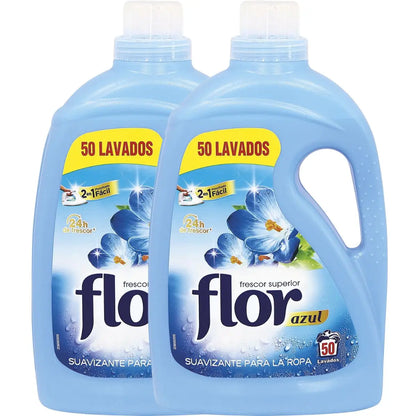 Flor - Ammorbidente 2L Blue Aroma - 50 lavaggi Savings Pack X2 totale 100 LAVAGGI【ROUA】