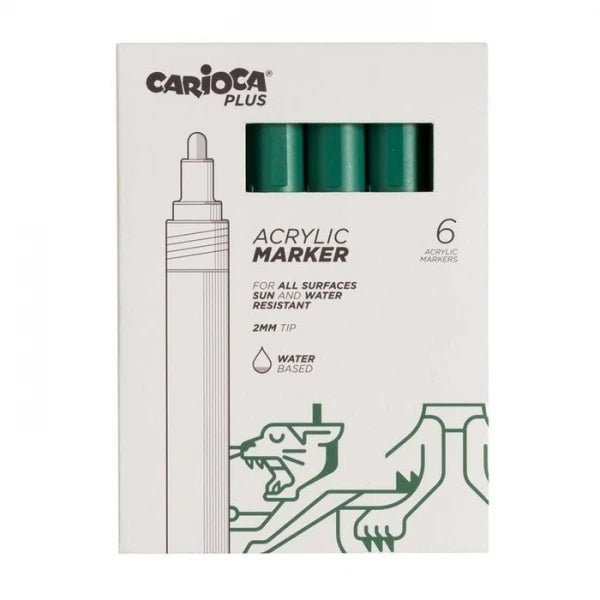 Carioca più confezione da 6 pennarelli acrilici - punta da 2 mm - colore verde