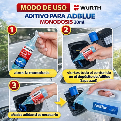 Würth - Additivo Anticristallizzante per AdBlue Monodose 20 ml | Pulizia Profonda del Sistema SCR | Compatibile con Qualsiasi Marca di AdBlue, Ideale per Serbatoi fino a 12 L