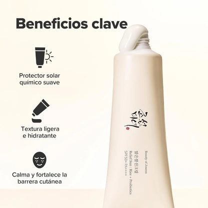 Beauty of Joseon Relief Sun SPF50 50 ml – Protezione solare con riso + probiotico, leggera e idratante