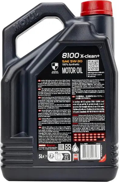 MOTUL 8100 X-CLEAN+ 5W-30 Lubrificante per Motore. 
 Motori a benzina e diesel - Euro 4, 5 e 6 - 100% sintetico. 
 100% sintetico 
 Contenitore da 5 litri.