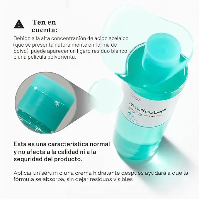 medicube Tonico Chiarificante con Acido Azelaico e Niacinamide | Tonico Purificante con 4% di Acido Azelaico e 2% di Niacinamide | Pori, Sebo e Rossore | Pelle Imperfetta | Cosmetici Coreani | 250ml
