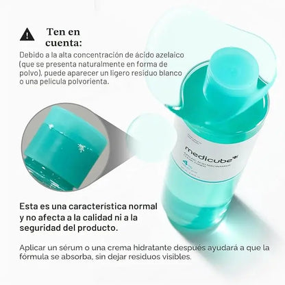 medicube Tonico Chiarificante con Acido Azelaico e Niacinamide | Tonico Purificante con 4% di Acido Azelaico e 2% di Niacinamide | Pori, Sebo e Rossore | Pelle Imperfetta | Cosmetici Coreani | 250ml