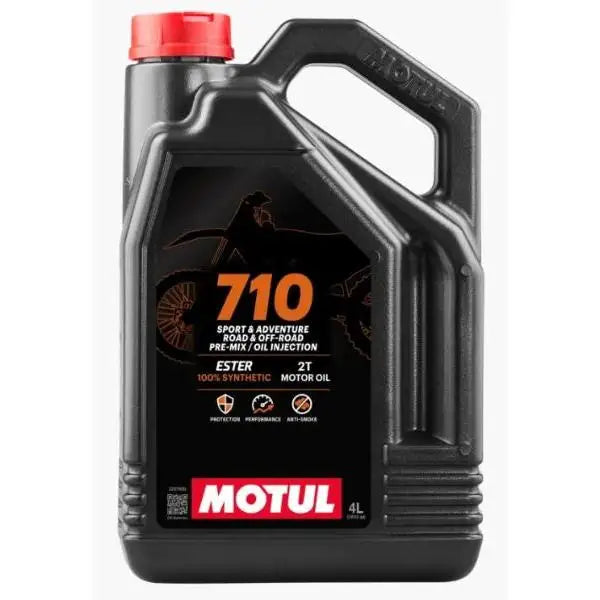 MOTUL 710 2T 
 Lubrificante ad alte prestazioni per motori a 2 tempi 
 Grasso separato o pre-miscelato 
 100% Sintetico – Esteri 
 Contenitore da 4 litri.