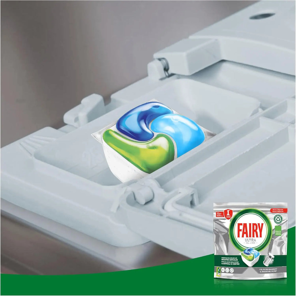 Fairy Ultra All in One Capsule per Lavastoviglie, Confezione da 6 Sacchetti da 20 Capsule (120 Capsule in Totale), Detergente in Capsule con Azione Pulente in 1 Lavaggio, Potente contro lo Sporco Difficile e il Grasso