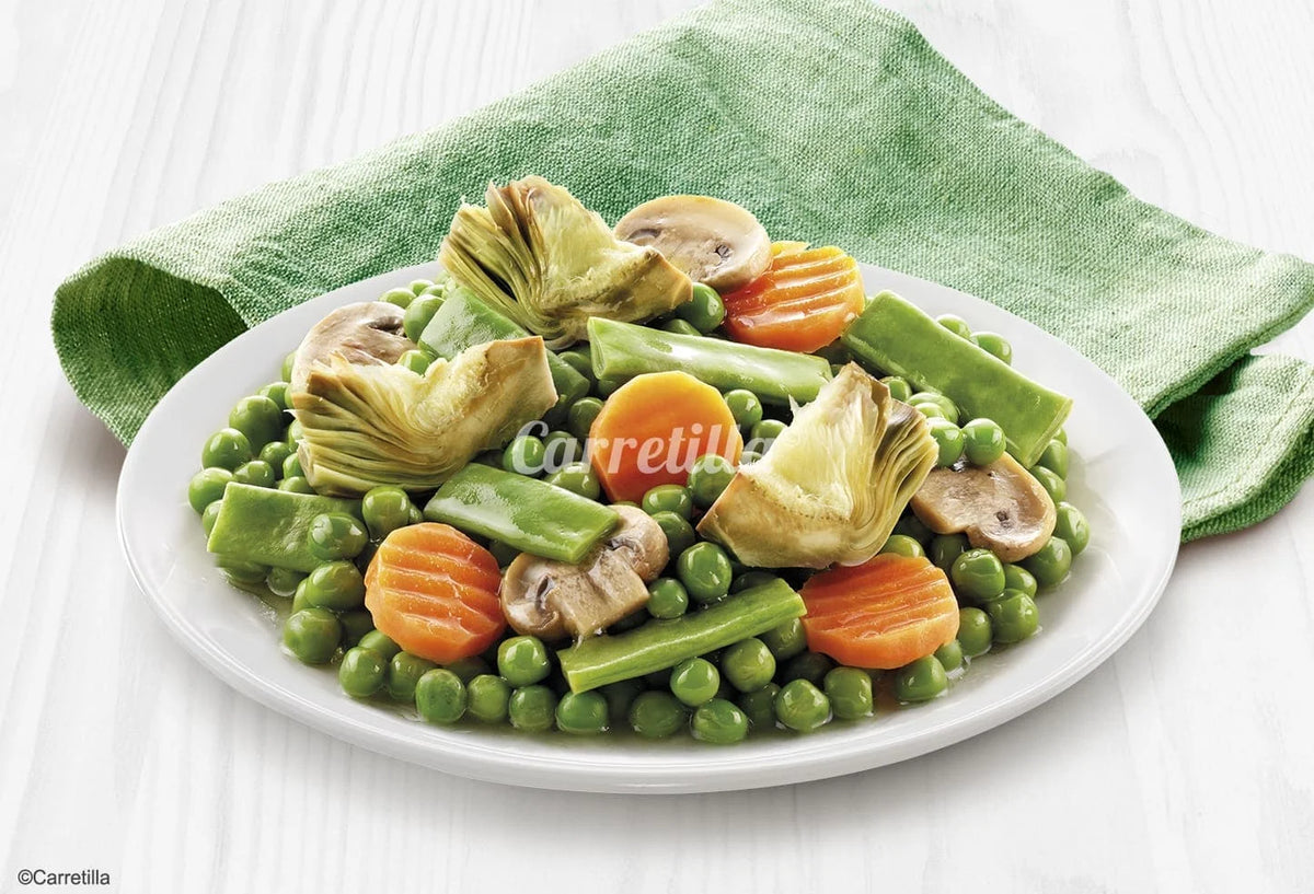 Mandrino per verdure principale 10 unità da 300 g Piatti pronti in 1 minuto, ingredienti vegetali naturali al 100%, senza conservanti, senza additivi e senza glutine.