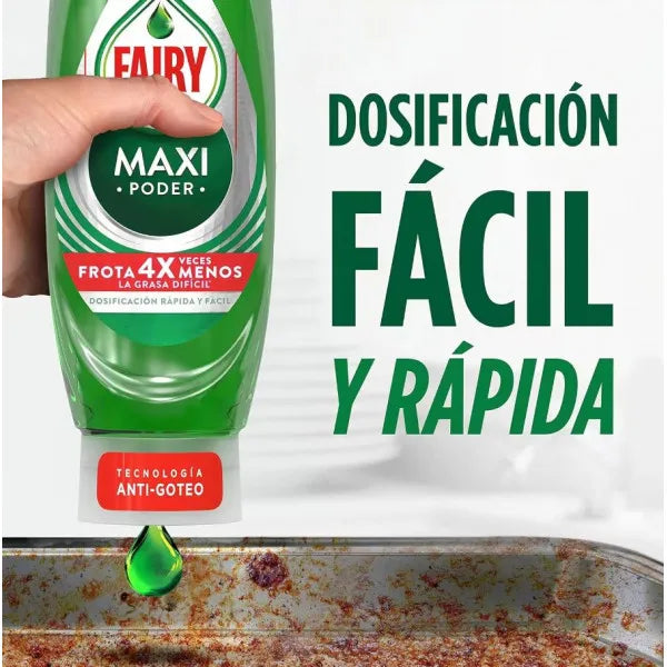 FAIRY Maxi Double Power 900 ml Detergente Liquido per Piatti e Mani 2x450 ml o 4 x 450 ml con Azione Antigrasso, Pulizia Facile di Piatti, Pentole e Padelle più Sporche