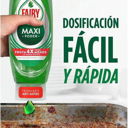 FAIRY Maxi Double Power 900 ml Detergente Liquido per Piatti e Mani 2x450 ml o 4 x 450 ml con Azione Antigrasso, Pulizia Facile di Piatti, Pentole e Padelle più Sporche