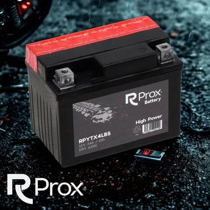 Batteria per Moto YTX4L-BS AGM Alta Potenza 12V 3Ah 40Amp. Massima Potenza di Avviamento. Batteria RC Prox Prodotta in Europa.