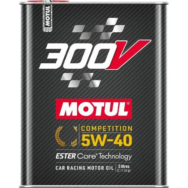 MOTUL 300V Competizione 5W-40 
 Olio motore per auto da corsa 
 Tecnologia Core ESTER ® 
 Contenitore da 2 litri.