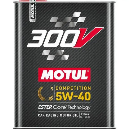 MOTUL 300V Competizione 5W-40 
 Olio motore per auto da corsa 
 Tecnologia Core ESTER ® 
 Contenitore da 2 litri.