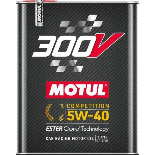 MOTUL 300V Competizione 5W-40 
 Olio motore per auto da corsa 
 Tecnologia Core ESTER ® 
 Contenitore da 2 litri.