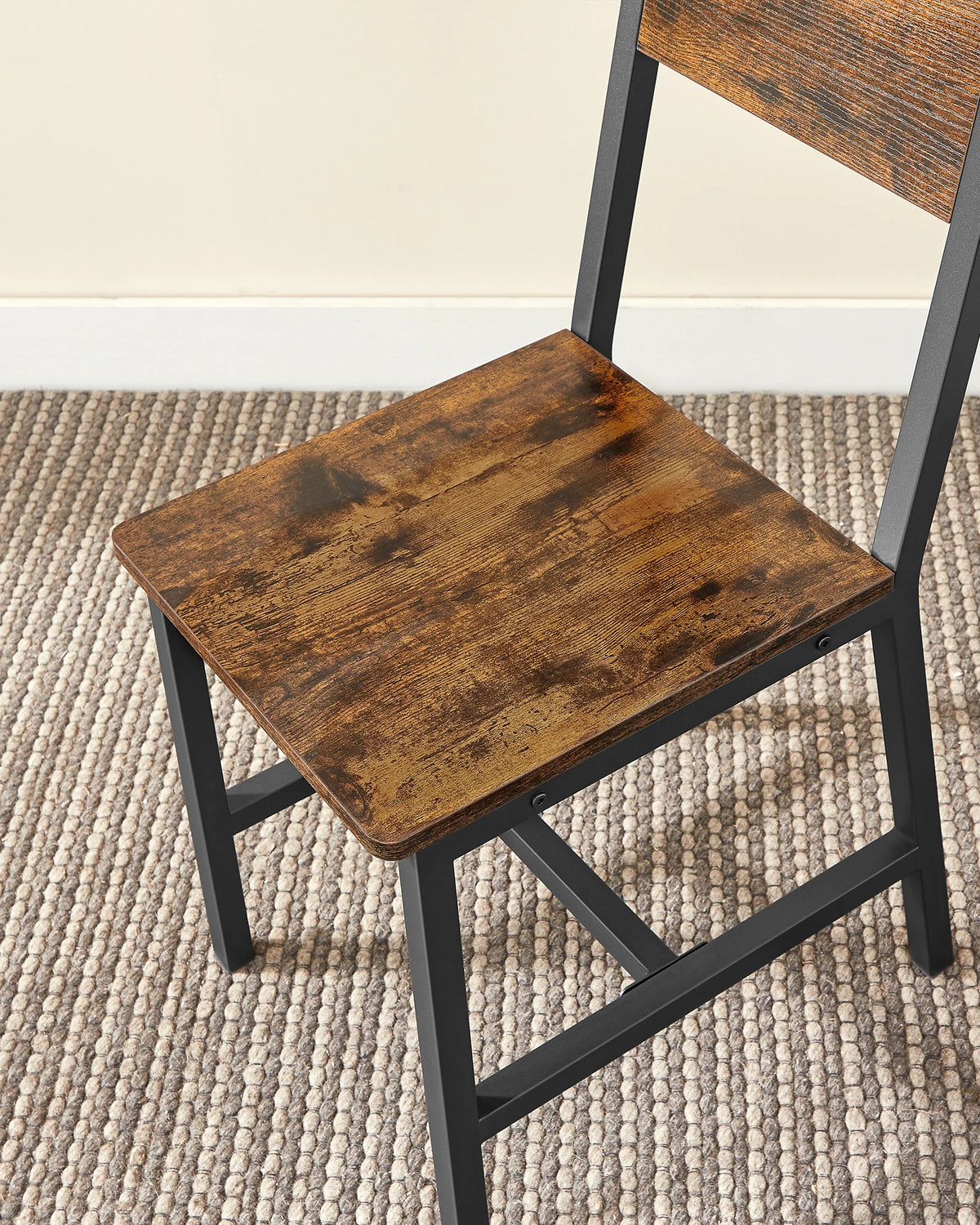 VASAGLE Sedie da pranzo, set di 4, struttura in acciaio, stile industriale, per sala da pranzo, soggiorno, cucina, marrone rustico e nero