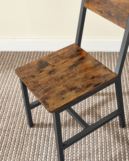 VASAGLE Sedie da pranzo, set di 4, struttura in acciaio, stile industriale, per sala da pranzo, soggiorno, cucina, marrone rustico e nero