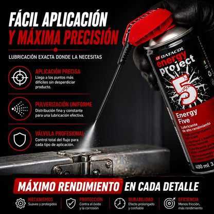 Datacol Lubrificante Spray Multiuso 5-in-1, ad Alte Prestazioni e Lunga Durata, Sciogli-grippa Universale, Rimuove la Ruggine e Protegge dalla Corrosione, 400 ml