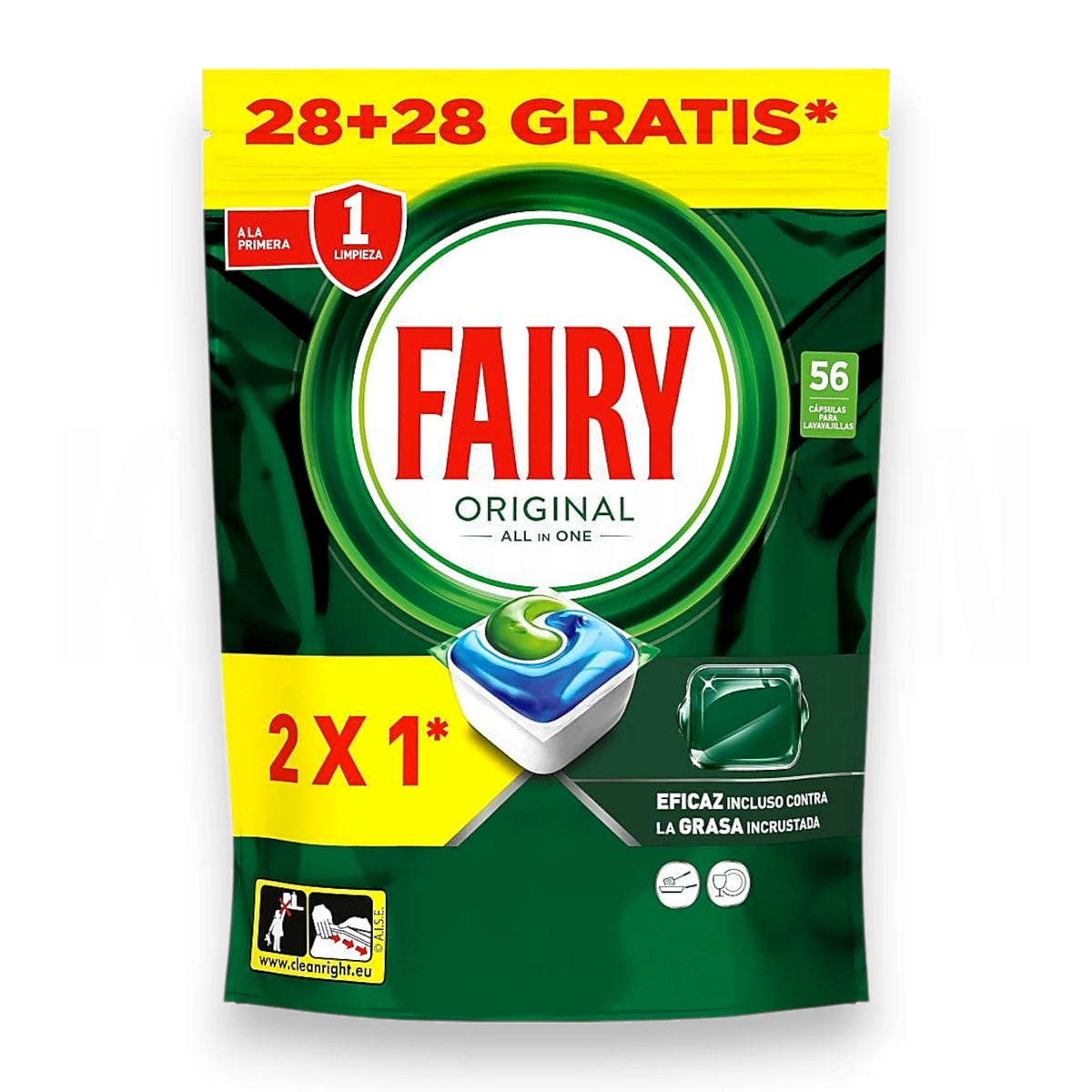 Fairy Detersivo per Lavastoviglie Originale Formato Tutto in Uno 28+28 Omaggio - Pulizia e Brillantezza