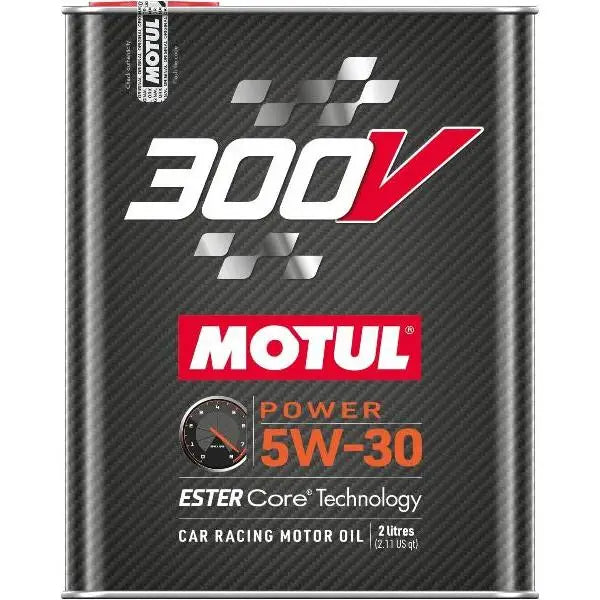 MOTUL 300V POWER 5W-30 
 Olio motore per auto da corsa 
 Nucleo ESTER ®   Tecnologia 
 Contenitore da 2 litri.