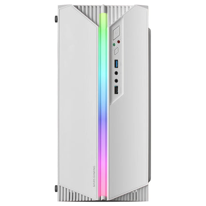 Mars Gaming MC-S1, custodia compatta per PC da gioco Micro-ATX, 12 modalità ARGB anteriore, finestrino laterale, supporto raffreddamento liquido, ventola FRGB, scatola ARGB nera, bianca o rosa