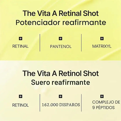 Celimax The Vita A Retinal Shot Tightening Booster Gift Pack | Retinal 0,1% + Retinolo Puro + Matrixyl 3% + 9 Peptidi | Pori Ridotti, Tonicità e Anti-Rughe | Microparticelle A-Shot | K-Beauty | 48ml (15ml+30ml+3ml)